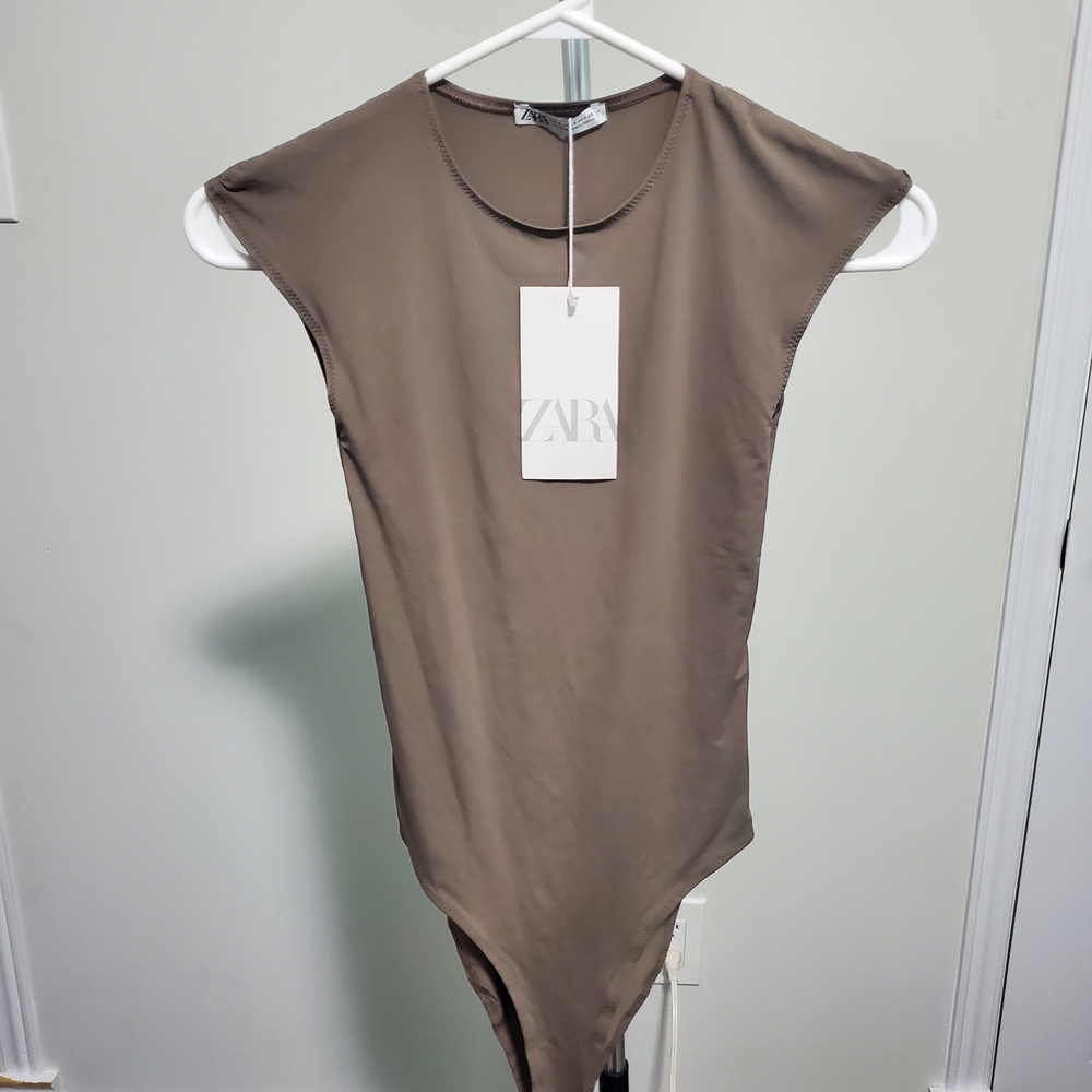 Zara Taupe Sleeveless Bodysuit